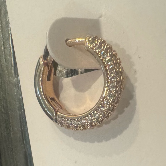 Kate Spade Hoop Huggie Earrings - Rose Gold & Cubic Zirconia - Picture 3 of 5